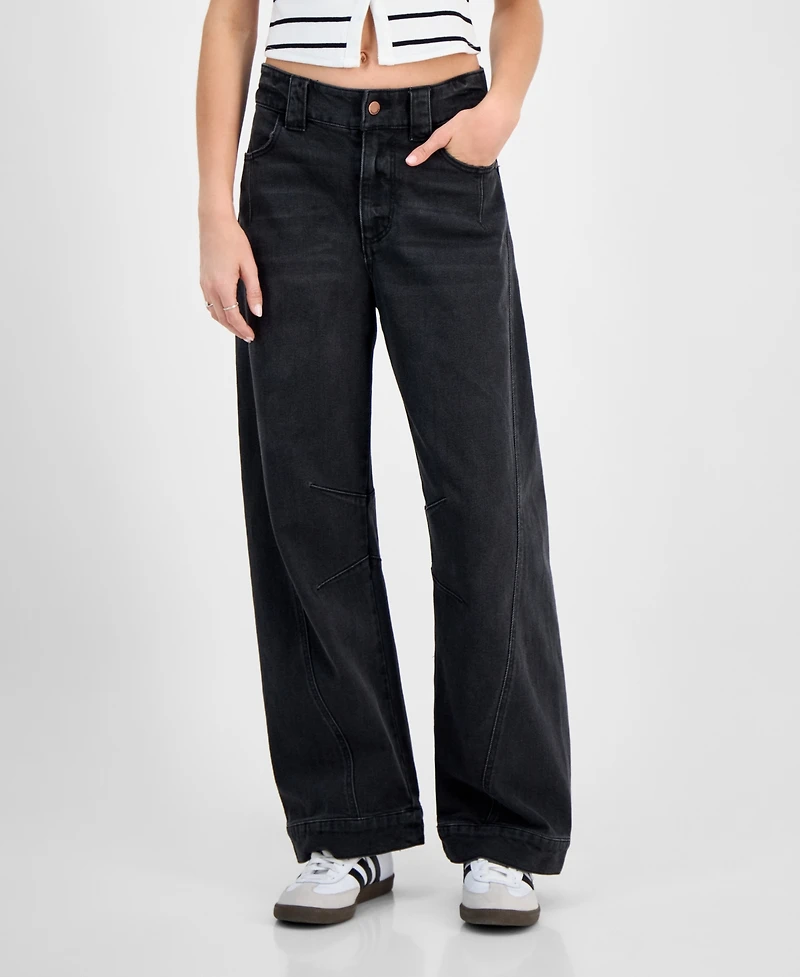 Tinseltown Juniors' Wide Barrel-Leg Jeans