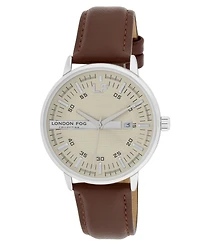 London Fog Unisex Millennium Brown Leather Watch, 40mm