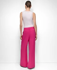 Dkny Petite Aero Crepe Mid Rise Wide Leg Pants