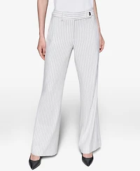 Karl Lagerfeld Paris Women's Pinstripe Full Wide- Leg Pants