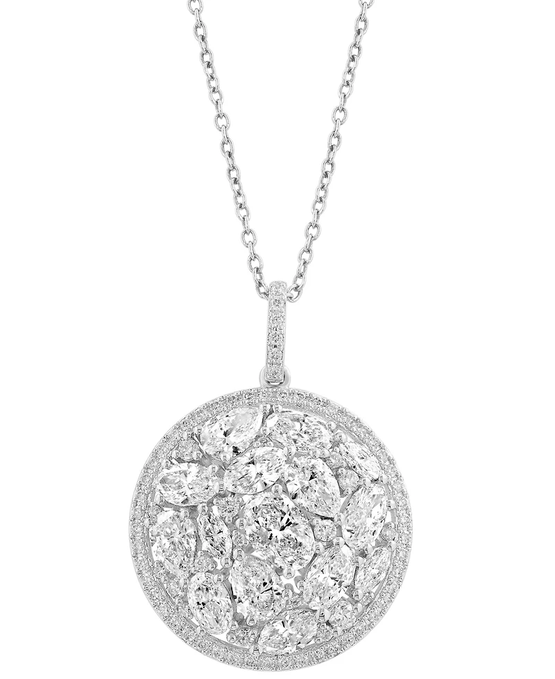 Effy Lab Grown Diamond Mixed Cut Cluster Pendant Necklace (3-1/4 ct. t.w.) in 14k White Gold, 17" + 1" extender