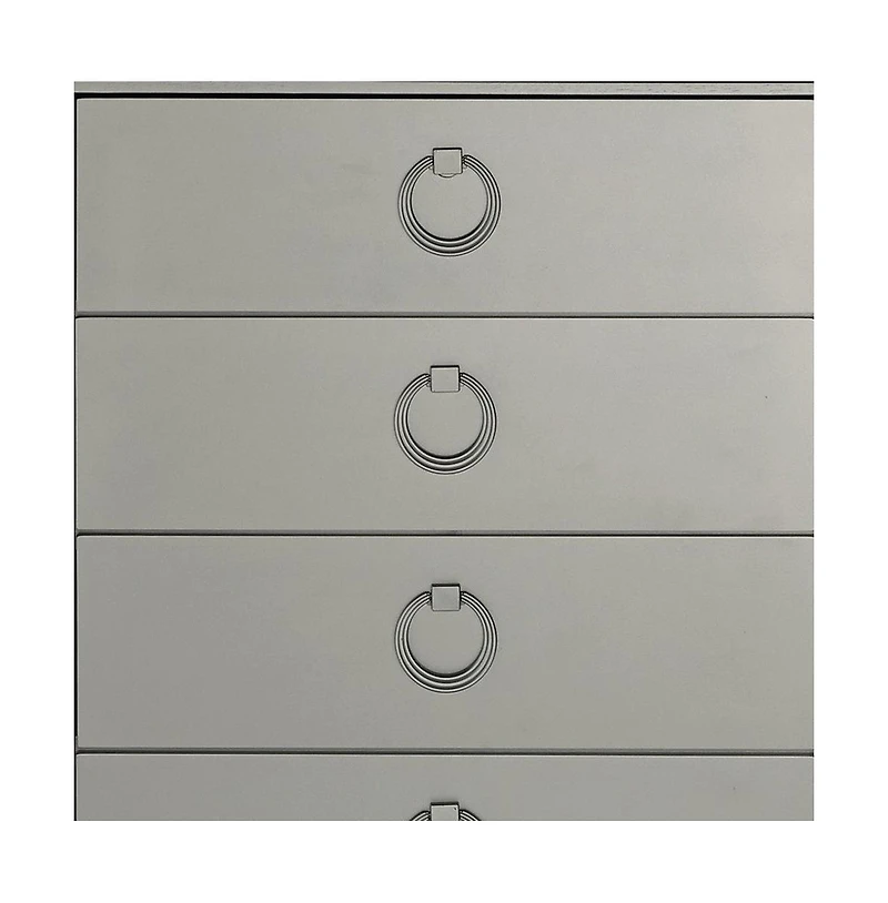 Solid Wood Five-Drawer Chest with Mirrored Accents for Bedroom Storage