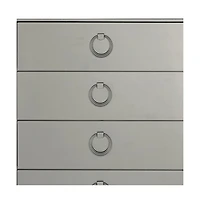 Solid Wood Five-Drawer Chest with Mirrored Accents for Bedroom Storage
