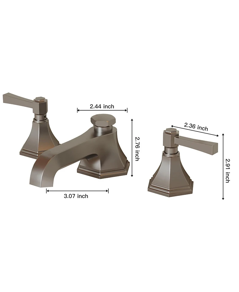 8 in. Widespread Double Handle 3 Hole Bathroom Faucet Water-Saving With Metal Drain In Brushed Nickel