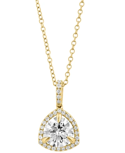 Effy Lab Grown Diamond Halo Pendant Necklace (2-1/4 ct. t.w.) in 14k Gold, 17" + 1" extender