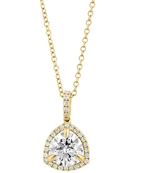 Effy Lab Grown Diamond Halo Pendant Necklace (2-1/4 ct. t.w.) in 14k Gold, 17" + 1" extender