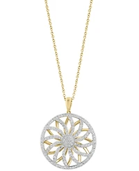Effy Diamond Floral Wheel Pendant Necklace (3/4 ct. t.w.) in 14k Gold, 17" + 1" extender