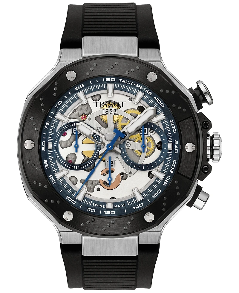 Tissot Men's Swiss Automatic Chronograph T-Race MotoGP Black Silicone Strap Watch 45mm