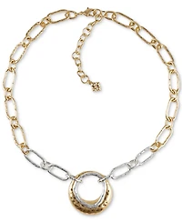 Patricia Nash Two-Tone Double Circle Pendant Necklace, 18" + 3" extender
