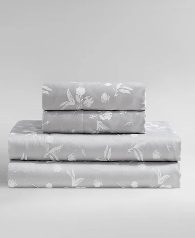 Closeout! Calvin Klein Printed 300-Thread Count Cotton Sateen 4-Pc. Sheet Set, King