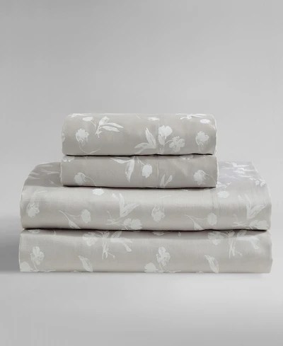 Closeout! Calvin Klein Printed 300-Thread Count Cotton Sateen 4-Pc. Sheet Set, King
