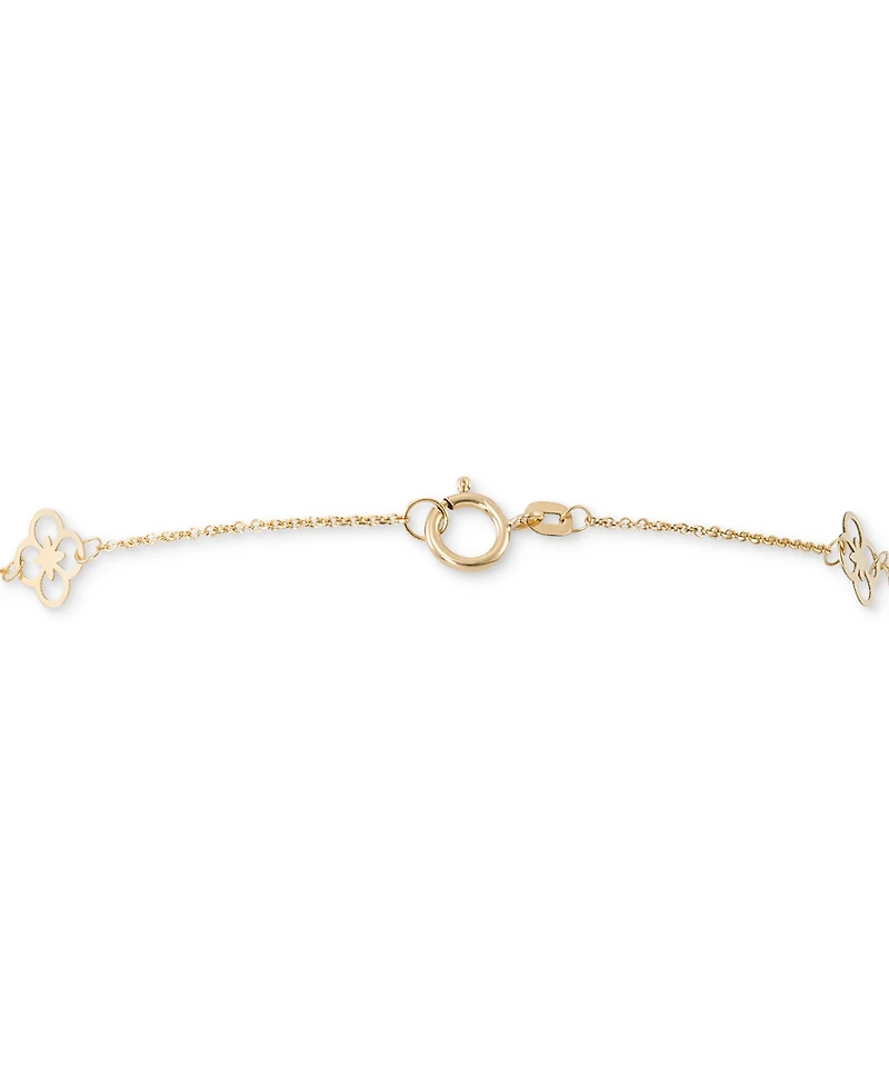 Polished Openwork Clover Station Link Bracelet in 10k Gold
