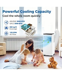 Gymax Portable Air Conditioner 8000 Btu Floor Ac Unit Fan & Dehumidifier w/ 24H Timer 2 Fan Speeds