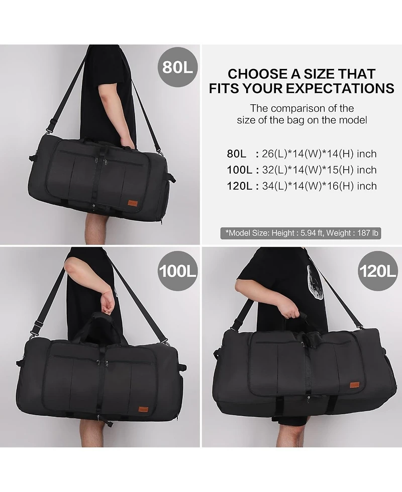 Urtala 80L Large Duffle Bag for Travel, 26” Travel Duffel Bag with Shoe Compartment