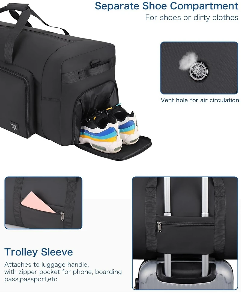 Urtala 120L Travel Duffle Bag for Men and Women, Urtala 34” Large Duffle Bag for Traveling with Shoes Compartment, Foldable Travel Duffel Bags,