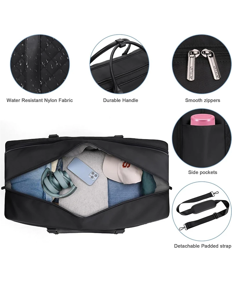 Urtala Travel Duffle Bag for Men, Weekender Women with Toiletry Bag, Carry On Overnight 17.3 inch Laptop Compartment (Black)