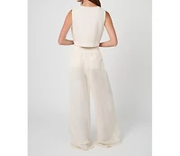 WeWoreWhat Women's Button Front Palazzo Pant