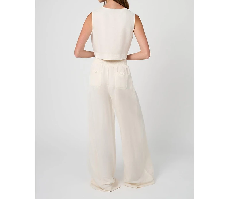 WeWoreWhat Women's Boxy Linen Boatneck Top