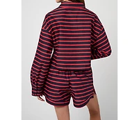 WeWoreWhat Women's Long Sleeve Crop Button Down Shirt