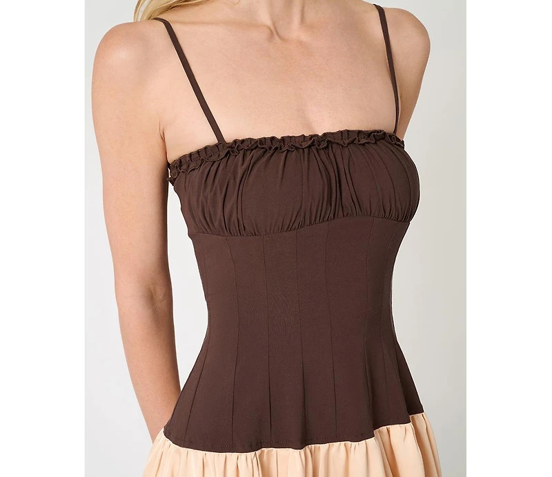 WeWoreWhat Women's Ruffle Corset Maxi Dress