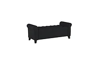 Tufted Storage Ottoman Bench with Rolled Arms, Button-Tufted Diamond Stitching, Soft-Close Hinges, and Versatile Design for Seating and Storage-The Po