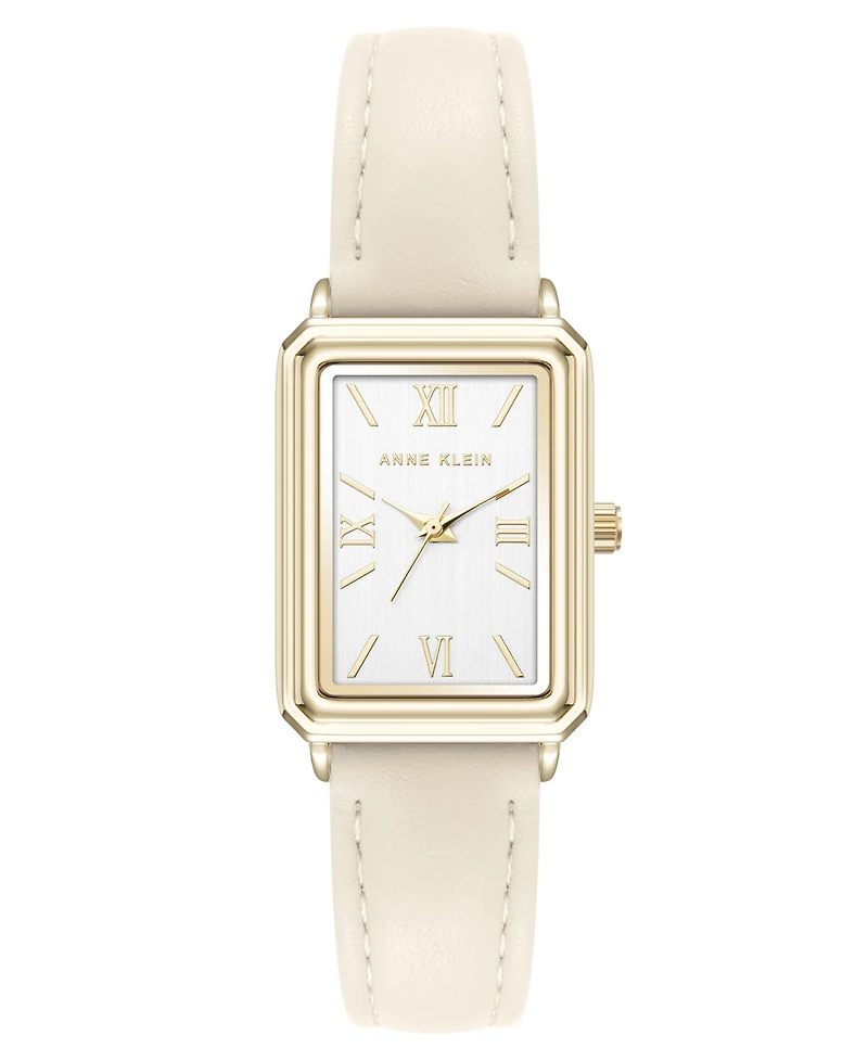 Anne Klein Women's Quartz Casual Polyurethane Leather and Gold-Tone Metal Alloy Watch