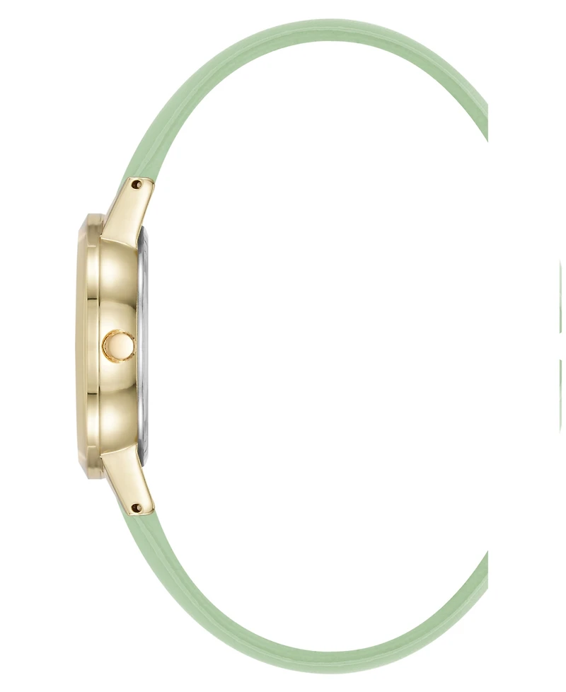 Anne Klein Women's Quartz Casual Mint Polyurethane Leather and Gold-Tone Metal Alloy Boyfriend Watch, 34mm