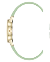 Anne Klein Women's Quartz Casual Mint Polyurethane Leather and Gold-Tone Metal Alloy Boyfriend Watch, 34mm