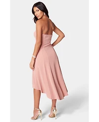 Bebe Women's Strapless Midi Glit Knit Dress
