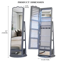 Vlsrka 60° Rotating Full-Length Mirror Jewelry Cabinet with Lights