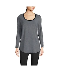 Lands' End Women's Long Sleeve Power Performance Scoop Neck Curved Hem Tunic Tee