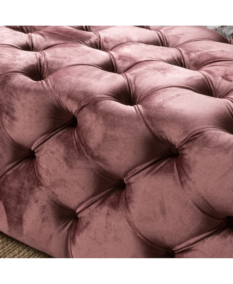 Tufted Velvet Ottoman Bench with Diamond Stitching, Modern Glam Upholstered Accent Piece, Versatile for Entryway, Living Room Seating-The Pop Home