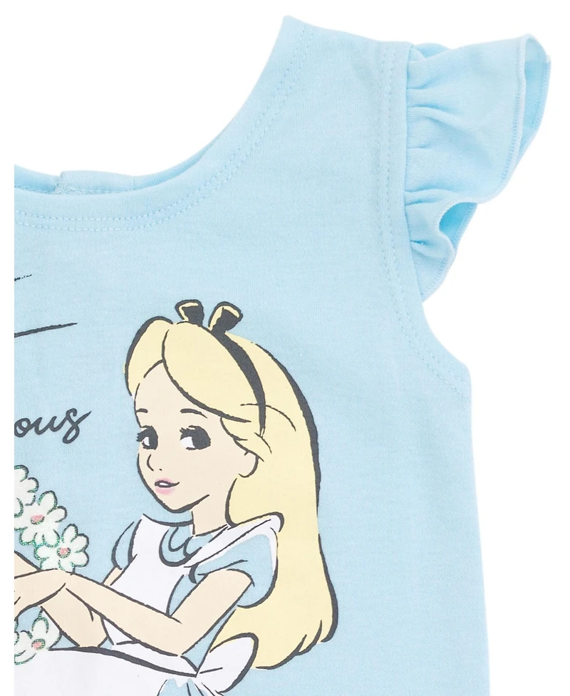 Alice Wonderland Toddler Girls Minnie Mouse Snap Romper and Headband