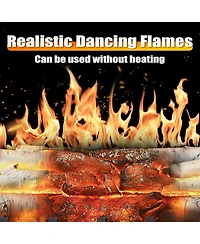 Cowsar 21 Inch Electric Fireplace Heater with Remote Control, Realistic Flame Effect and Ember Bed, Overheat Protection, Adjustable Brightness, Speed,