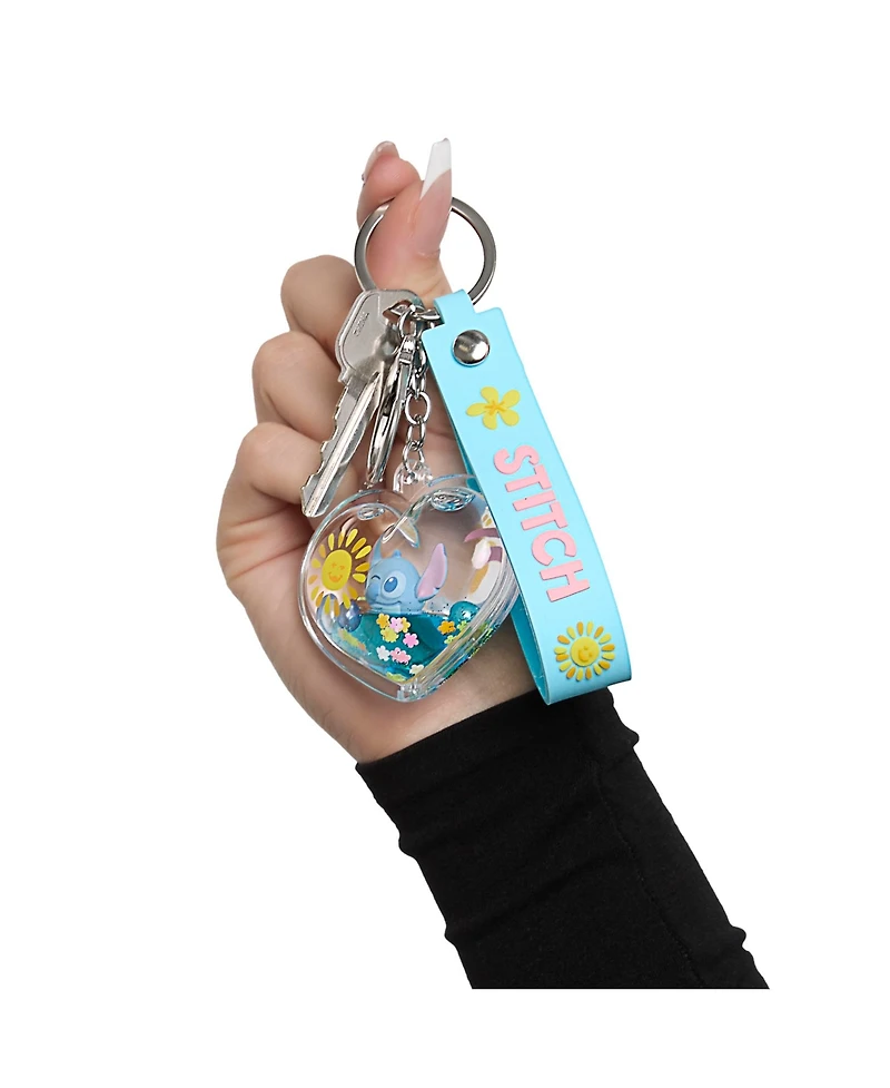 Disney Lilo & Stitch Heart Keychain with Floating Stitch Charm