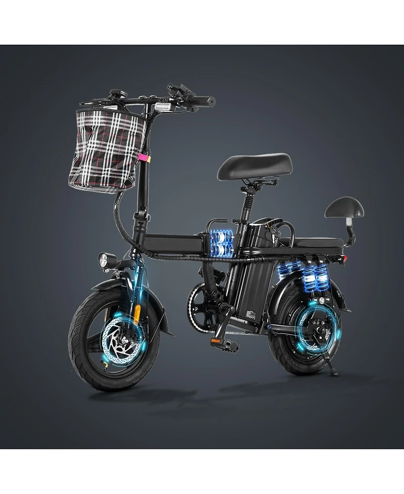 Ltmate Global Inc. Foldable Electric Bicycle, 500W Peak Motor 45 Miles 80KM Max Range, Upgraded E-bike with Front Basket