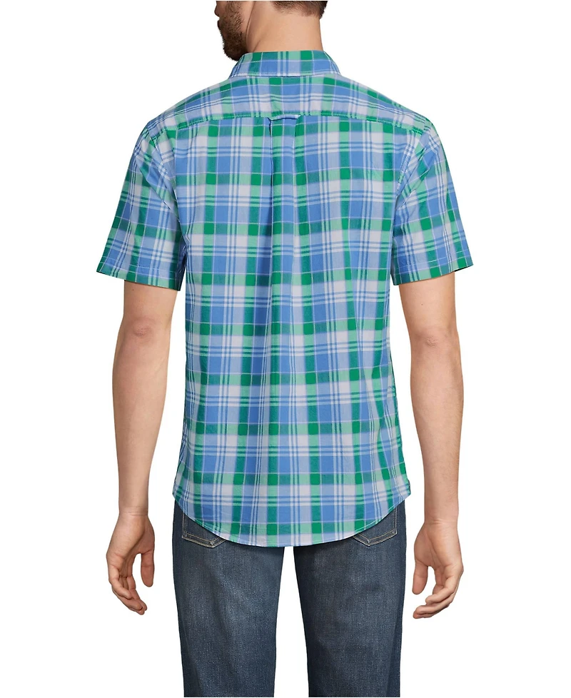 Lands' End Men's Traditional Fit Short Sleeve Madras Shirt