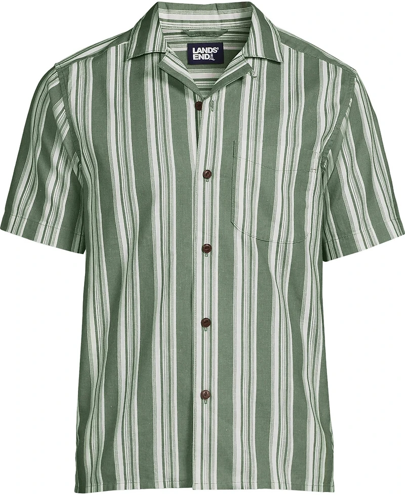 Lands' End Men's Short Sleeve Linen Hawaiian Camp Collar Shirt