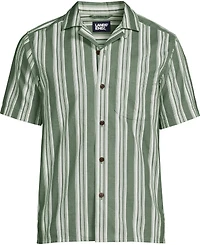 Lands' End Men's Short Sleeve Linen Hawaiian Camp Collar Shirt