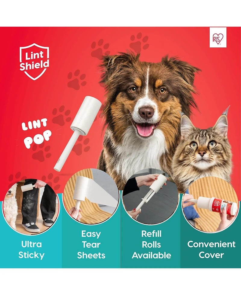 Iris Usa Extra Sticky Lint Roller, Value Pack Comes with Storage Box, Standard and T-Handle Roller, Refills, 90 Sheets/Roll, 1260 Sheets Total