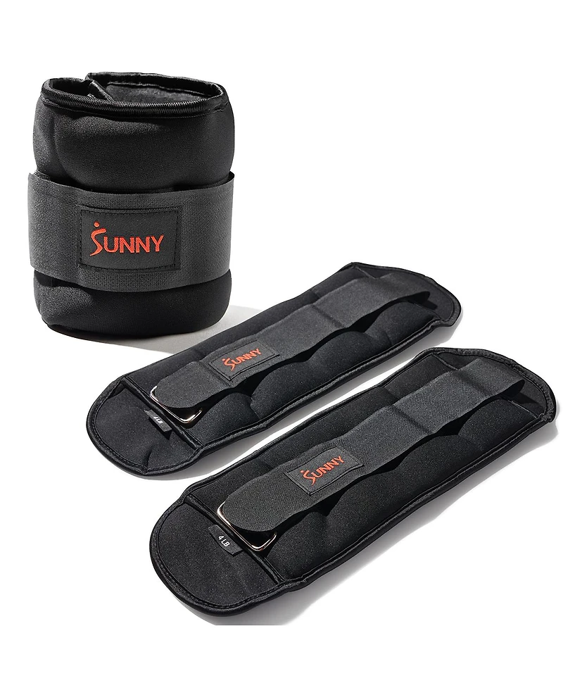 Sunny Health & Fitness Ankle Weights 4 lb, Pair, Black
