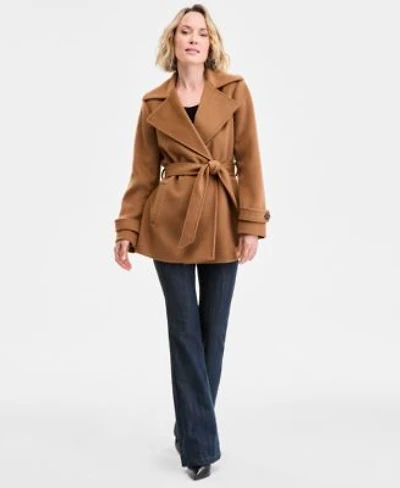 Michael Michael Kors Womens Double Breasted Belted Wrap Coat Exclusively At Macys P Xl Xxl