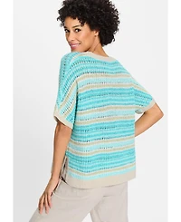 Olsen Women's Striped Dolman Tape Yarn Sweater