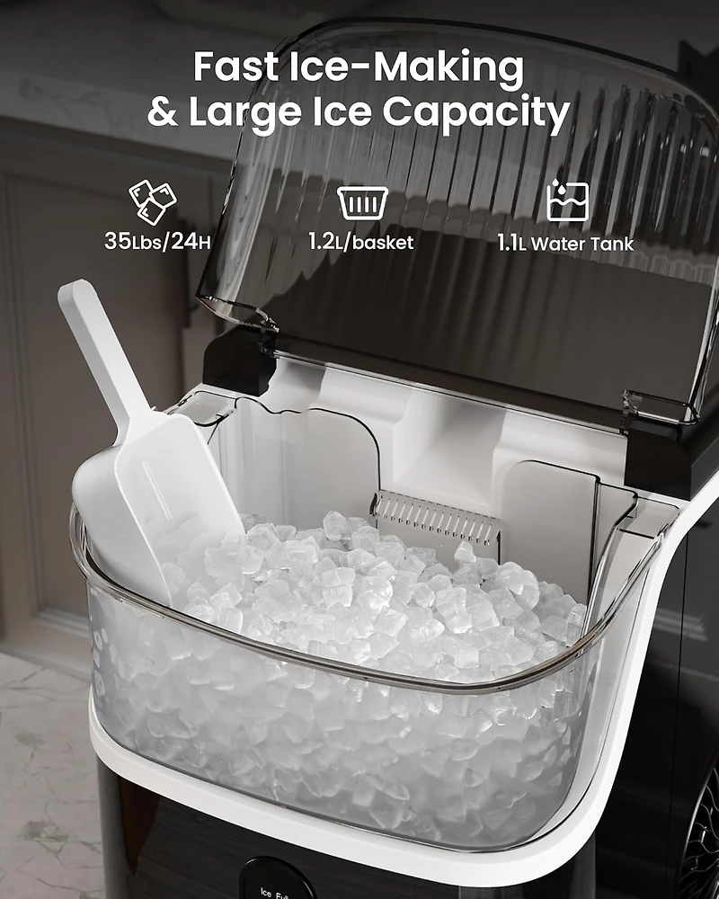 Antarctic Star Nugget Ice Makers Countertop, Pebble Ice Machine with Chewable Pellet Ice, 34Lbs/24H, Self-Cleaning, Sonic Ice, One-Click Operation, fo