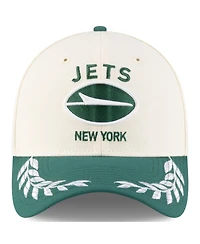 New Era Men's Cream/Green York Jets 2025 Nfl Draft 39THIRTY Flex Hat