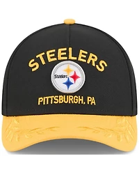 New Era Men's Black/Yellow Pittsburgh Steelers 2025 Nfl Draft 9FORTY A-Frame M-Crown Adjustable Hat