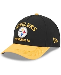 New Era Men's Black/Yellow Pittsburgh Steelers 2025 Nfl Draft 9FORTY A-Frame M-Crown Adjustable Hat