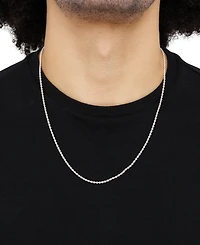 Italian Gold Polished Glitter Rope Link 22" Chain Necklace in 14k White Gold