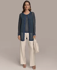 Donna Karan New York Women's Sequin Embellished Long Cardigan