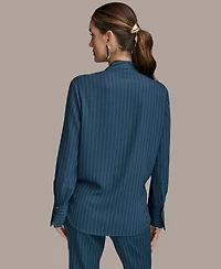 Donna Karan New York Women's Tie-Front Pinstripe Blouse